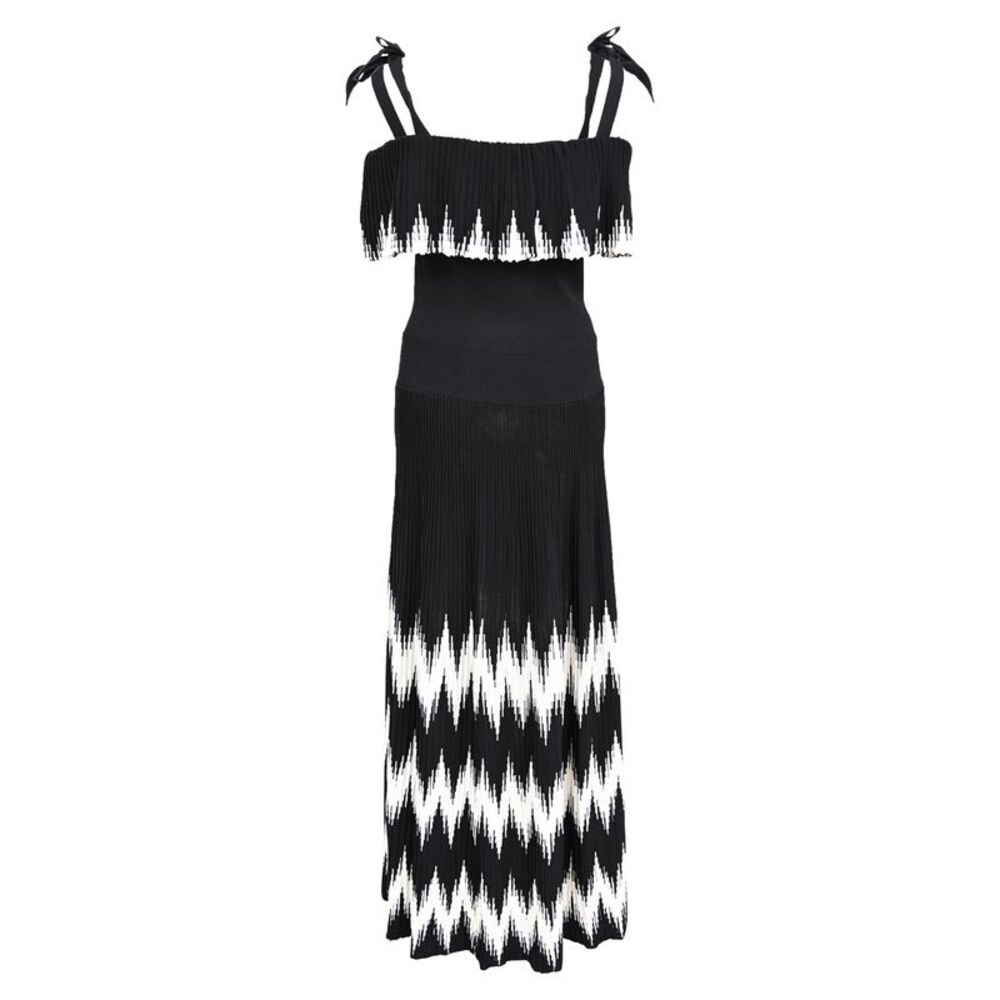 Sandro Paris Bohemian Style Midi Dress in Black Viscose